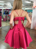 A-Line/Princess Satin Bowknot Spaghetti Straps Sleeveless Short/Mini Dresses TPP0008712