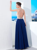 A-Line/Princess Sleeveless Straps Beading Chiffon Floor-Length Dresses