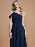 A-Line/Princess One-Shoulder Floor-Length Chiffon Sleeveless Bridesmaid Dresses TPP0005381