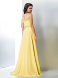 A-Line/Princess Sheer Neck Beading Sleeveless Long Chiffon Dresses TPP0002378