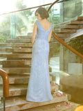 Sheath/Column V-neck Beading Sleeveless Long Lace Mother of the Bride Dresses TPP0007231