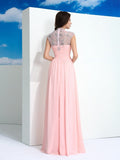 A-Line/Princess Sheer Neck Beading Sleeveless Long Chiffon Dresses TPP0003287