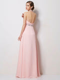 A-Line/Princess Halter Sleeveless Beading Long Chiffon Dresses TPP0003696