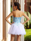 A-Line/Princess Sweetheart Ruffles Sleeveless Short Tulle Cocktail Dresses TPP0008865