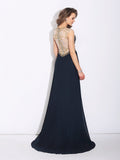 A-Line/Princess Jewel Beading Sleeveless Long Chiffon Dresses TPP0009224