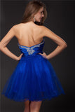 A-Line/Princess Strapless Beading Sleeveless Short Net Elastic Woven Satin Cocktail Dresses TPP0008855