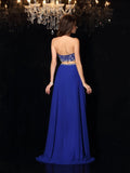 A-Line/Princess High Neck Beading Sleeveless Long Chiffon Two Piece Dresses TPP0003530