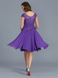 A-Line/Princess Bateau Chiffon Knee-Length Beading Sleeveless Mother of the Bride Dresses TPP0007365