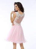 A-Line/Princess Sweetheart Applique Sleeveless Short Satin Cocktail Dresses TPP0008825