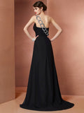 A-Line/Princess One-Shoulder Sleeveless Beading Long Chiffon Dresses TPP0003999