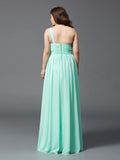 A-Line/Princess One-Shoulder Rhinestone Sleeveless Long Chiffon Plus Size Dresses TPP0003742