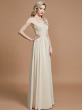 A-Line/Princess One-Shoulder Sleeveless Floor-Length Chiffon Bridesmaid Dresses TPP0005488