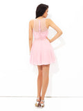 A-Line/Princess Sheer Neck Applique Sleeveless Short Chiffon Cocktail Dresses TPP0008492