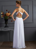 A-Line/Princess One-Shoulder Sleeveless Beading Long Chiffon Dresses TPP0003140