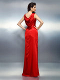 Trumpet/Mermaid V-neck Sleeveless Long Silk like Satin Dresses TPP0009198