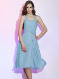 A-Line/Princess Straps Sleeveless Pleats Applique Short Chiffon Bridesmaid Dresses TPP0005629