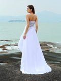 A-Line/Princess Sweetheart Beading Sleeveless Long Chiffon Beach Wedding Dresses TPP0006309