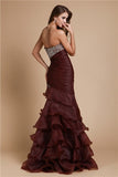 Trumpet/Mermaid Sweetheart Beading Sleeveless Long Organza Dresses TPP0004028