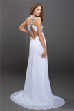 A-Line/Princess One-Shoulder Sequin Lace Sleeveless Long Chiffon Dresses TPP0004389