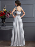 A-Line/Princess Off the Shoulder Sleeveless Pleats Long Elastic Woven Satin Dresses TPP0002523