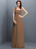 A-Line/Princess Strapless Hand-Made Flower Sleeveless Long Chiffon Bridesmaid Dresses TPP0005737