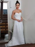 A-Line/Princess Ruched Sweetheart Sleeveless Sweep/Brush Train Wedding Dresses TPP0006455