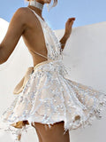 A-Line/Princess Beading Halter Sleeveless Short/Mini Homecoming Dress TPP0003014