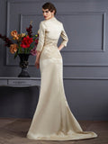 Trumpet/Mermaid Strapless Sleeveless Applique Long Satin Mother of the Bride Dresses TPP0007356