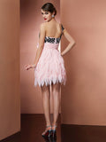 A-Line/Princess One-Shoulder Sleeveless Hand-Made Flower Short Chiffon Homecoming Dresses TPP0008808