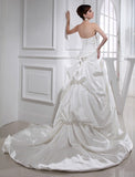 A-Line/Princess Beading Applique Strapless Sleeveless Long Satin Wedding Dresses TPP0006970