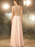 A-Line/Princess Scoop Sleeveless Chiffon Crystal Floor-length Dresses TPP0002399