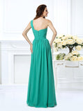 A-Line/Princess One-Shoulder Beading Sleeveless Long Chiffon Dresses TPP0004142