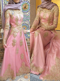 A-Line/Princess Long Sleeves Scoop Floor-Length Applique Tulle Muslim Dresses TPP0004631