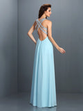 A-Line/Princess Straps Beading Sleeveless Long Chiffon Dresses TPP0004474