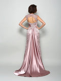 A-Line/Princess High Neck Sleeveless Long Elastic Woven Satin Mother of the Bride Dresses TPP0007071