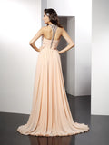 A-Line/Princess Jewel Ruffles Sleeveless Long Chiffon Dresses TPP0002573