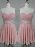 A-Line/Princess Sleeveless Sweetheart Beading Chiffon Short/Mini Dresses TPP0008796