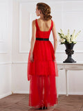 A-Line/Princess Straps Sleeveless Pleats Long Elastic Woven Satin Dresses TPP0004034