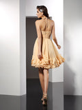 A-Line/Princess Halter Ruffles Sleeveless Short Chiffon Cocktail Dresses TPP0008806