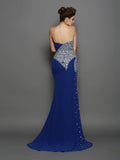 Trumpet/Mermaid Sweetheart Rhinestone Sleeveless Long Chiffon Dresses TPP0002122