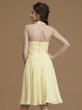 A-Line/Princess Bateau Sleeveless Short/Mini Ruffles Chiffon Bridesmaid Dresses