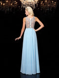 A-line/Princess Scoop Beading Sleeveless Long Chiffon Dresses TPP0002926