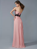 A-Line/Princess One-Shoulder Sleeveless Beading Long Applique Chiffon Dresses TPP0003878