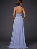 A-Line/Princess Halter Sleeveless Beading Chiffon Long Dresses TPP0002724