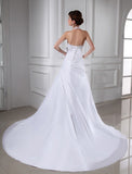 A-Line/Princess Beading Halter Sleeveless Long Taffeta Wedding Dresses TPP0006669