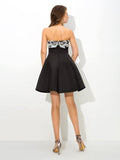 A-Line/Princess Strapless Applique Sleeveless Short Satin Cocktail Dresses TPP0008862