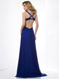 A-Line/Princess Halter Sleeveless Beading Long Chiffon Dresses TPP0003913