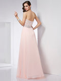 A-Line/Princess Strapless Sleeveless Beading Long Chiffon Dresses TPP0004285