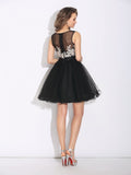 A-Line/Princess Scoop Ruffles Sleeveless Short Net Dresses TPP0008458