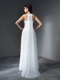 A-Line/Princess Jewel Beading Sleeveless Long Chiffon Dresses TPP0009144